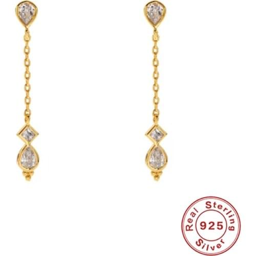 Canner 925 Sterling Silver Earrings For Women Gold Chain Piercing Waterdrop Long Chains Luxury Spain Rock Jewelry Pendientes W5