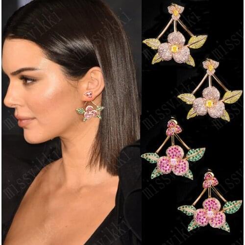 Charm Flower Stud Earrings boucle d'oreille femme 2021 for Women Bridal Wedding Gift Popular Jewelry High Quality Accessories