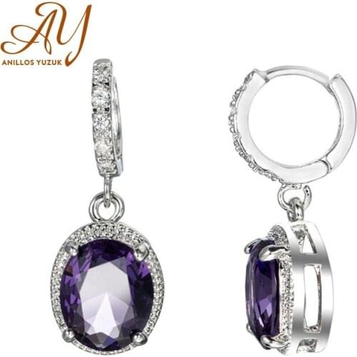 Anillos Yuzuk Created Blue Sapphire Drop Earrings 925 Sterling Silver Earrings For Women Korean Crystal Earings Fashion Jewelry