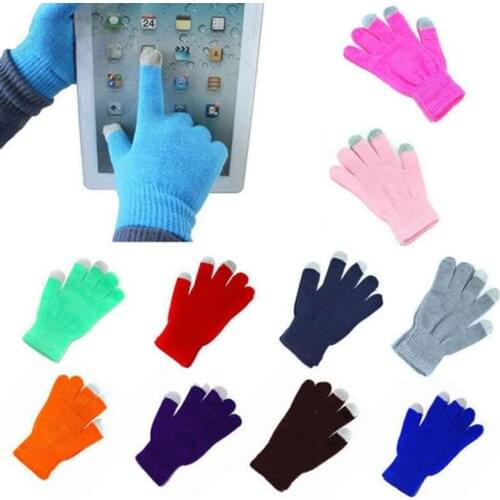 Winter Touch Screen Gloves Texting Cap Smart Phone Women Men Warm Stretch Knit Mittens Full Finger Female Crochet Soft Thicken