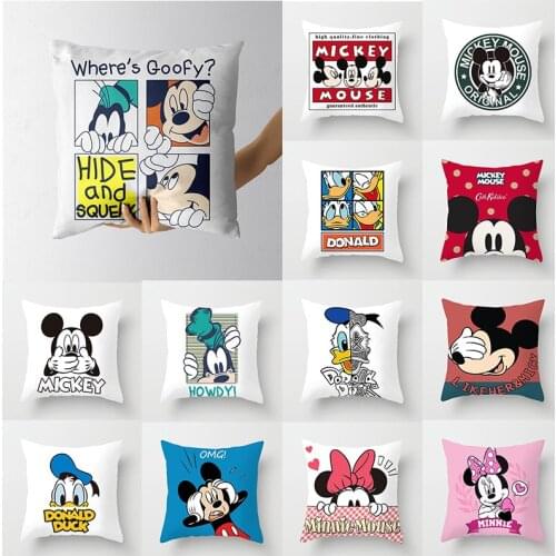 1 pcs Disney Mickey Mouse Minnie Donald Duck Cushion cover Sofa pillow case Christmas decorations 45x45cm without pillow