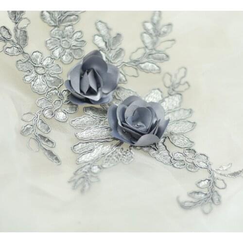 1 Piece/lot 25*15cm Multicolor 3D Lace Applique Trim Net Yarn Embroidered DIY Wedding Dress Clothing Garment Accessories