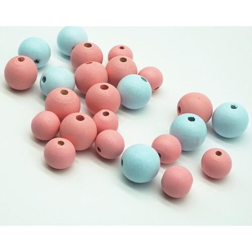 10pcs/lot 20mm Round Environment-friendly Wood Beads Loose Spacer Pink/Sky Blue Wooden Beads DIY Jewelry Making Craft Material