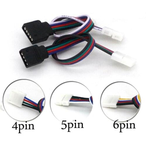 4pin 5pin 6pin LED Strip connectors 10mm 12mm Wire Female Cable Strip to Power Adaptor 5pcs For 5050 3528 RGB RGBW RGB+CCT light