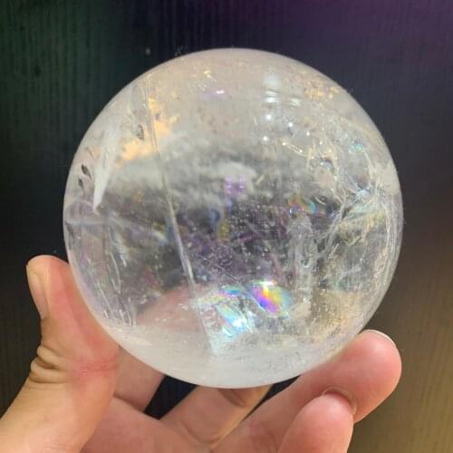 5A Natural Crystal Rainbow Clear Quartz Sphere Energy Ball Reiki Stone Room Home Office Aquarium Decoration Accessories Gemstone