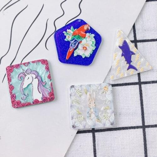 DIY Jewelry Accessories Acrylic Rabbit Bird Shark Unicorn Pendant Jewelry Accessories Material