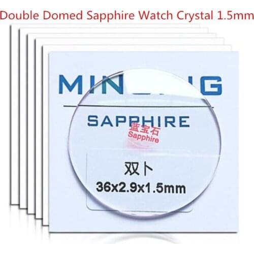 Free Shipping 1pc 1.5mm Thick Double Domed Sapphire Watch Crystal Diameter From 28~34.5mm Concave Glass