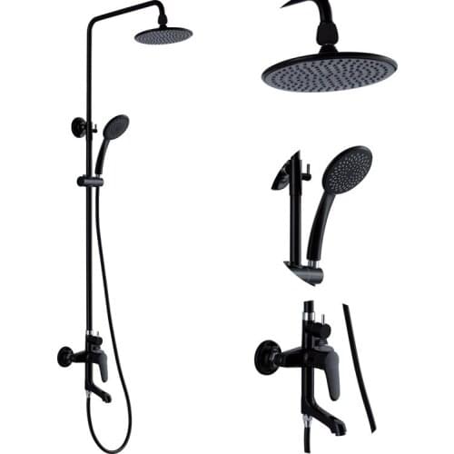 Large manufacturers selling whole copper shower mixing of hot and cold water surface mounted faucet shower set smoky