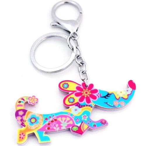 Acrylic Animal Jewelry Keyring For Women Girl Bag Car Key Handbag dachshund Dog Cat Owl Snail Scorpion Charm Keychain Gift
