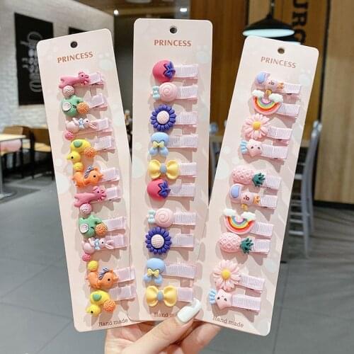 Children Hairpin Fruit Hair Clips Baby Side Bangs Clip for Kawaii Girls Headdress Hair Accessories Baby Bows 10 PCS 2021 New