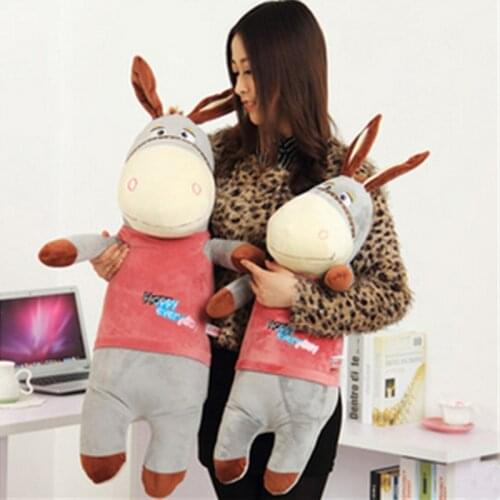 Fancytrader Giant Lovely Stuffed Plush Donkey Toys Big Soft Animal Cartoon Donkey Doll for Children Gifts 2 Colors