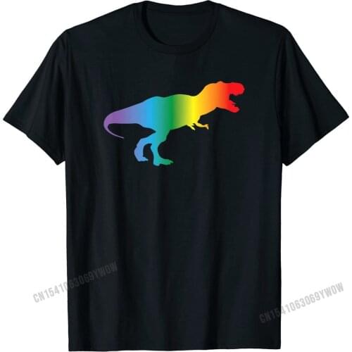 Rainbow Dinosaur Shirt, Funny Cute LGBTQ Pride Month Gift Cotton Male T Shirts Gift Tops T Shirt Hip Hop Personalized