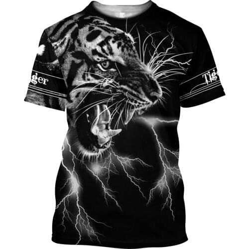 Men Casual Animal 3D Print t-shirts Tiger Tattoo Art Hip-Hop tshirts Summer Tees Harajuku Punk Wome Unisex Short Sleeve Tops 008