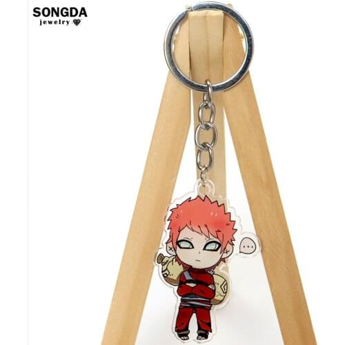 Hot Blood Anime Red Cloud Keychain Cute Q Version Characters Key Chain Uchiha Sasuke Acrylic Keyring for Car Key Cartoon Jewelry