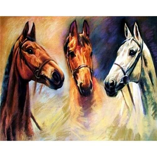 Three horse 3D Diy diamond painting picture of rhinestones crystal mosaic crafts - square full Diamond Embroidery A5330R