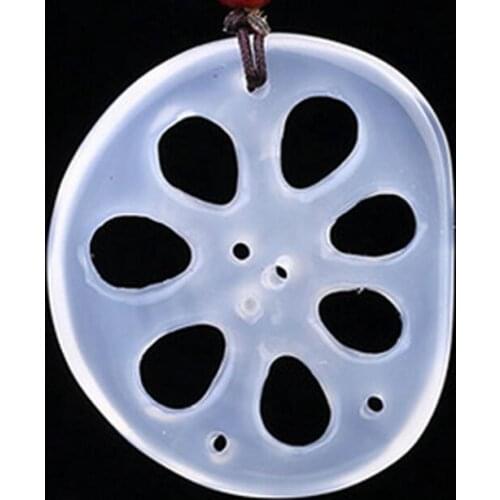 Natural white Chalcedon jade pendant lotus root pulp Jiaoutiancheng Passepartout theemotions the lotus Pendant Jewelry necklace