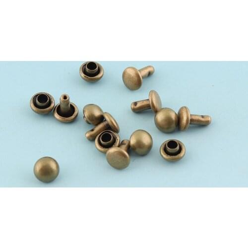 Mini Mushroom Studs Double Cap Rivets 4mm Brass Rivets Round Double Head Rivets for Bag/Leathercraft Studs for Bag Belt