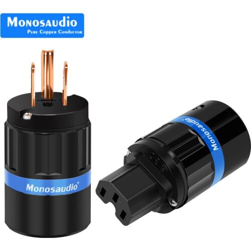 Monosaudio M104/F104 pure Copper US AC Power Plug US Mains Plugs IEC 320 Female AC Power Plug Connector For DIY Audio Power Wire
