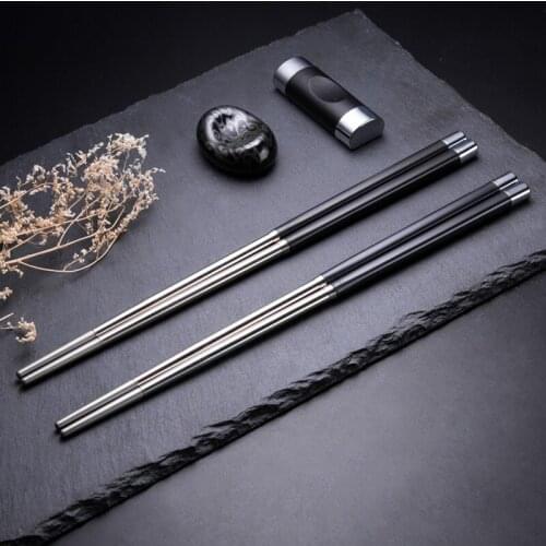 Visual Touch 1pair High-end Alloy High Quality Chopsticks Pack Non-Slip Polymer Materials And Glass Fibers Reusable Gifts