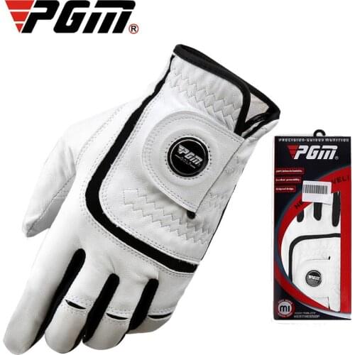 PGM Golf Gloves Men Breathable Non-Slip Single Golf Gloves Real Sheepskin Anti-Skid Granules With Ball Marker Left/Right Hand
