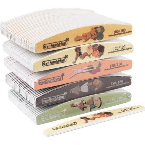 100Pcs/Lot Thick Nail Files Grinding Buffers Block Washable Sandpaper 100/180/240 Emery Board Professional Manicure Salon Tools