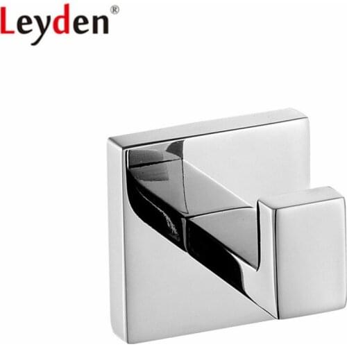 Leyden Silver Bathroom Robe Hook Chrome 304 Stainless Steel Wall Mounted Towel Clothes Hat Hook For Bathroom Kitchen Accessories