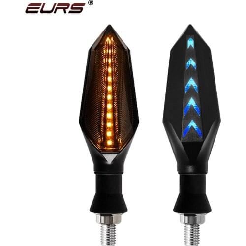 EURS 2PCS LED Motorcycle Turn Signals Light 12SMD Tail Flasher Flowing Water Blinker IP68 Motorcycle Flashing Lights Blue yellow
