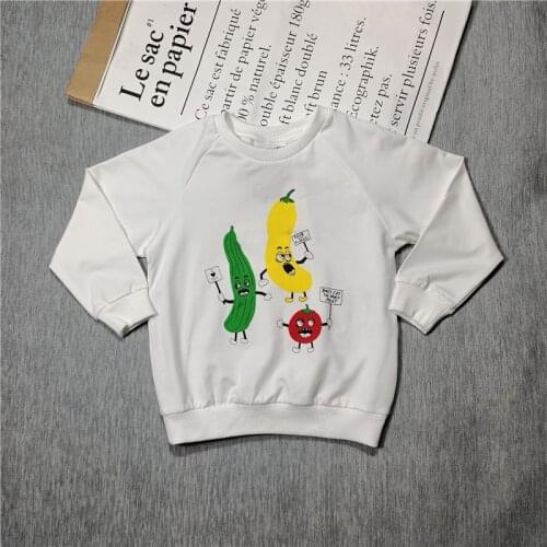 Spring and autumn new style children boys and girls hoodie vegetable fruit pattern white long-sleeved Hoodie