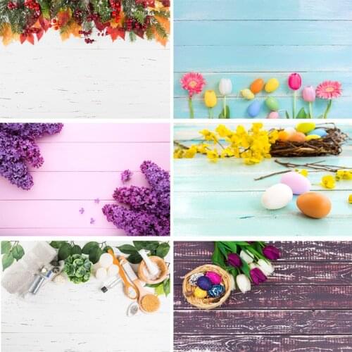 SHENGYONGBAO Vinyl Custom Photography Backdrops Prop scenery+ Flower and Wooden Planks Photography Background 200207FK-0009