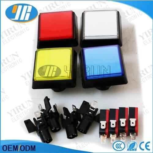 10pcs 51 x 51mm LED Arcade Button 12V Illuminated Push Button with Microswitch for Arcade Cabinet accessories
