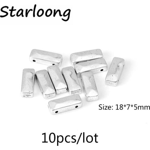 10pcs/lot 2-Hole rectangle antique silver Alloy Spacer Bar beads Jewelry Making DIY Connectors Charm for necklace bracelet