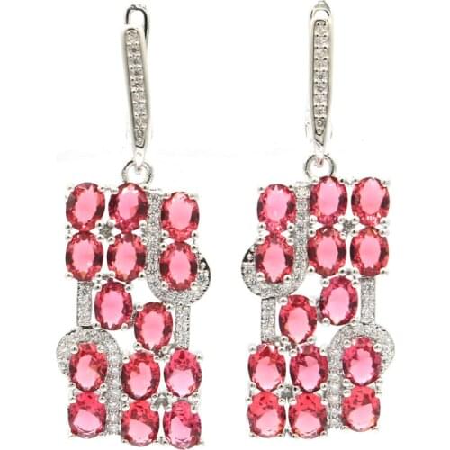 43x15mm SheCrown Jewelry Set Created Violet Tanzanite Rhodolite Garnet CZ For Sister Silver Pendant Earrings Drop Shipping