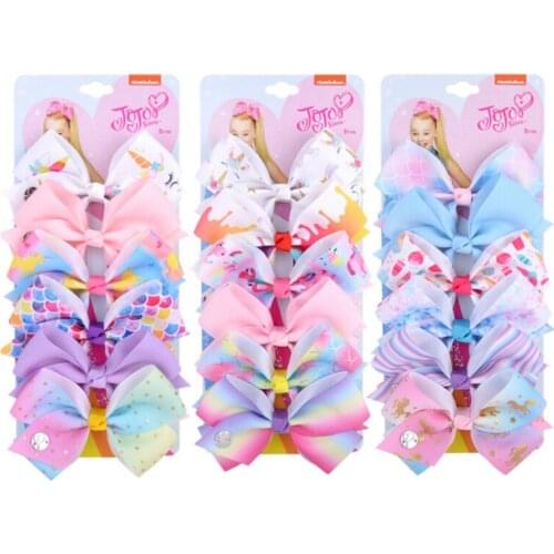 6pcs/set Bow Hairpin Barrette Handmade Boutique Fixed Bangs Clip Girls Printed Knot Ribbon Rainbow Hair Accessories Women