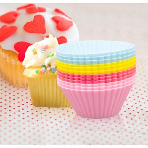 6pcs/Set Silicone Maffin Cup Round 7cm Cake Mould 8 Color Bake Random Color Baking Mold