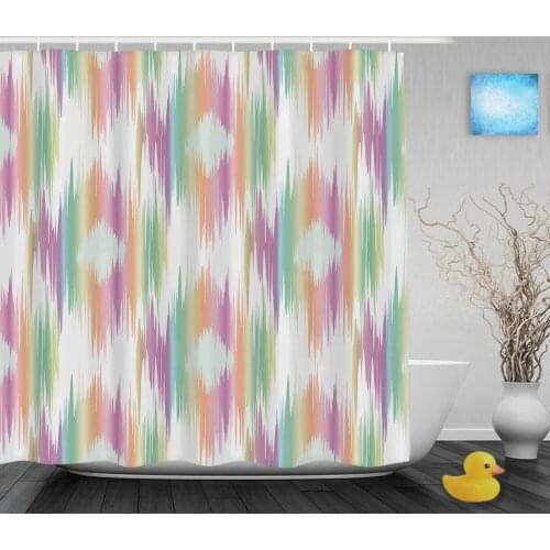 Abstract Geometric Shape Bathroom Curtain Unique Designs Home Decor Shower Curtains Waterproof Polyester Fabric With Hooks