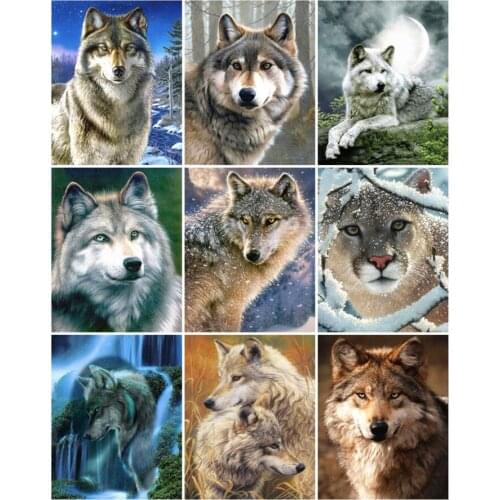 5D DIY Diamond Painting by Number Wolf Full Square Needlework Diamond Embroidery Mosaic Animal Decorations Home New Year Gifts