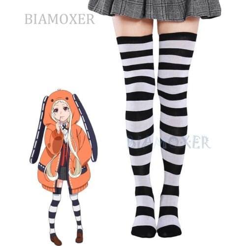 Kakegurui Yomoduki Runa White black Anime Panty & Stocking with Garterbelt Stripe Cosplay Stocking Cos Accessories