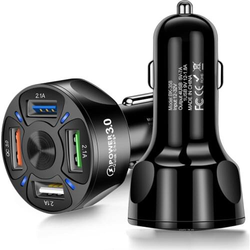 4 USB Car Charger QC 3.0 Car Fast Charger for Xiaomi Redmi mi 9 Samsung S10 S9 For iPhone 12 XS 11 Pro Max Chargers Quick Charge