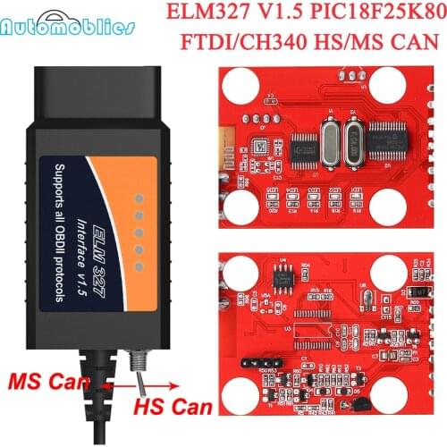 ELM327 V1.5 PIC18F25K80 HS/MS CAN ELM 327 V1.5 OBD2 USB Scanner For Ford Forscan ELMconfig OBD 2 OBD2 Car Auto Diagnostic Tool