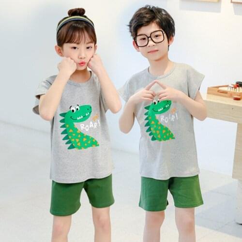 Cotton Summer Sleepwear Pajamas For Girls Baby Boys Nightwear Short Sleeve Childrens Clothing 2T 3T 4T 6T 8T 10T Teens Clothes