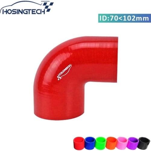 HOSINGTECH- brand quality factory price 102mm to 70mm(4"-2.75") red 90degree silicone intercooler turbo hose