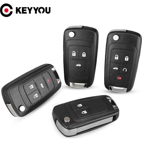 KEYYOU 20PCS 2/3/4/5 Button Flip Folding Key Shell Cover For Chevrolet Cruze Remote Key Case Keyless Uncut HU100 Blade With logo