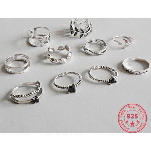 2020 Hot Sale 925 Sterling Silver Personality Mix Fashion Concise Retro Men And Women Vintage Adjustable Silver Ring