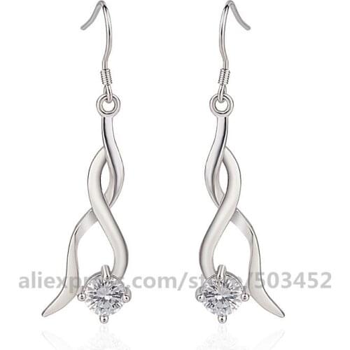 120pairs/lot Hot Sells Fashion Earrings Bending Tassel Earrings Factory Price Pendientes Largos Sweet Grace Zirconia Jewelry