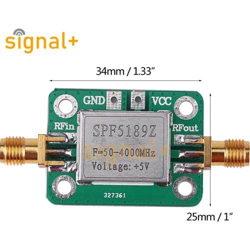 LNA 50-4000MHz RF Low Noise Amplifier Signal Receiver Module Shield Board for Arduino SPF5189 NF = 0.6dB inm
