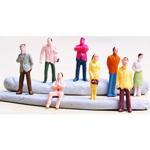 MagiDeal 100Pcs 1/100 Scale Painted Model Train People Action Figures for Collectibles Station Platform Street Scenes Layout