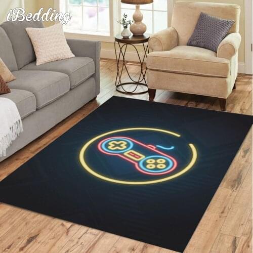 Video Game Neon Sign Set Carpets and Rugs for Home Living Room Large Rugs for Bedroom Floor Mat Teenager Room Decoration