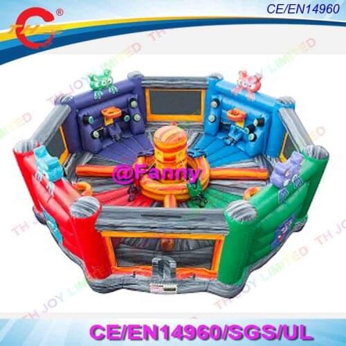 New interactive game 3 in 1 inflatable Hungry Hippos challenge inflatable bungee run touch game inflatable basketball hoop game