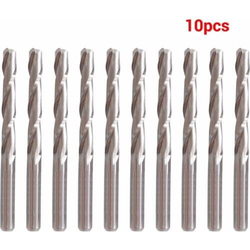 NEW 10 pcs Solid Carbide 3.175mm 2Flute Tungsten Steel Endmill Double Two Flute Spiral Bit CNC Router Bits CED 5mm 22mm 25mm