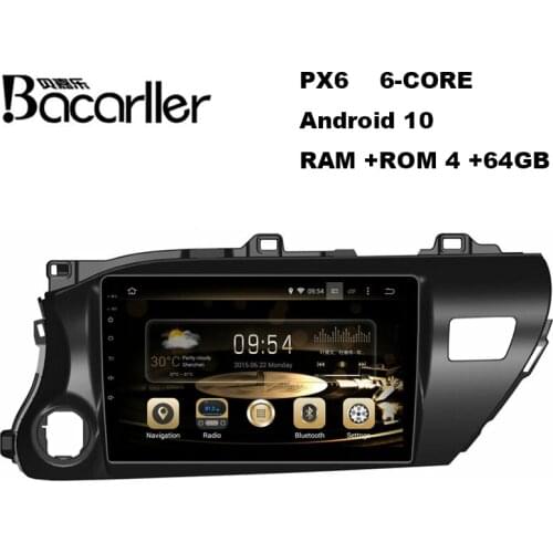 PX6 Android 10 car dvd gps multimedia for Toyota Hilux 2016-2020 car head unit with DSP/IPS screen